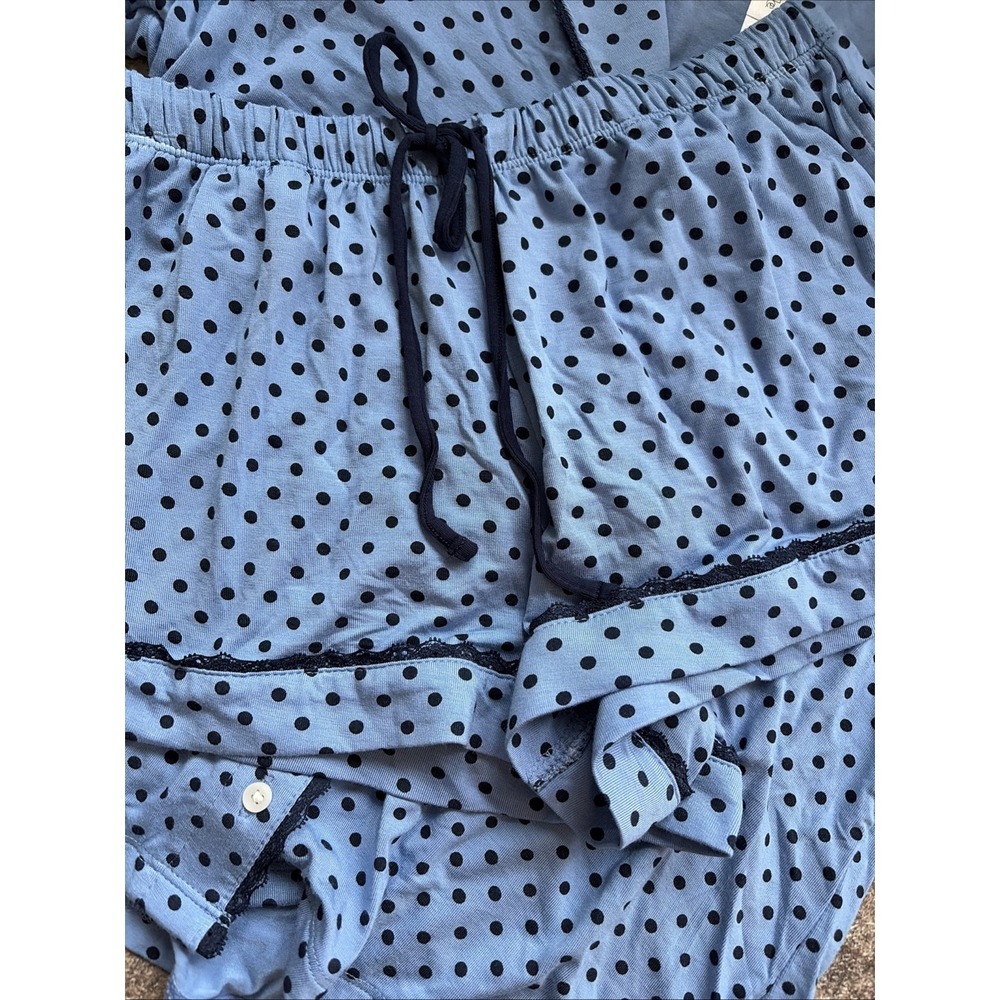 Wild Fable Size Small Notch Collar Top And Shorts Set Olivia Dayton Blue - Dots - Picture 3 of 6